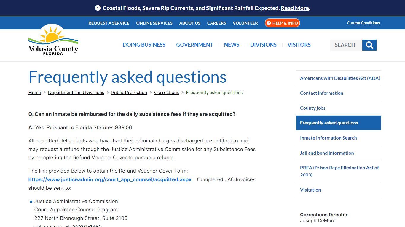 Frequently asked questions - Volusia County Government Online