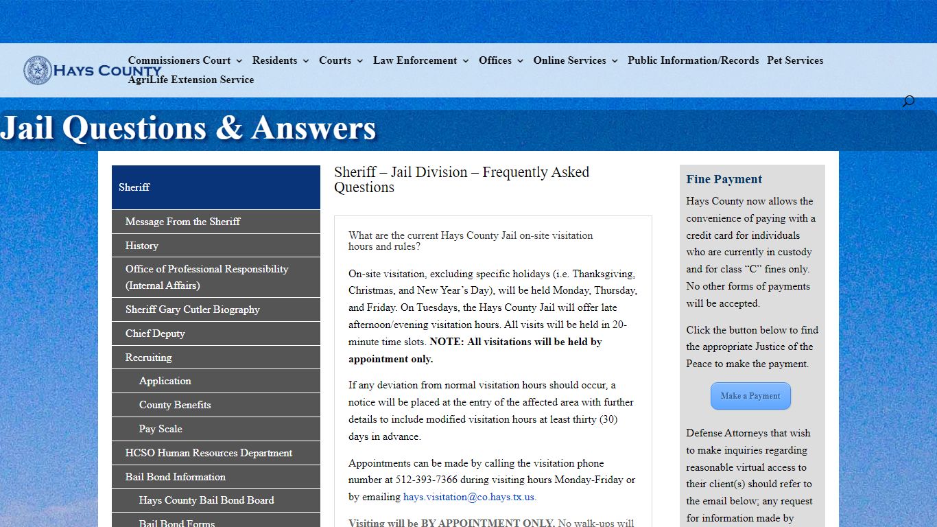 Jail Questions & Answers - Hays County