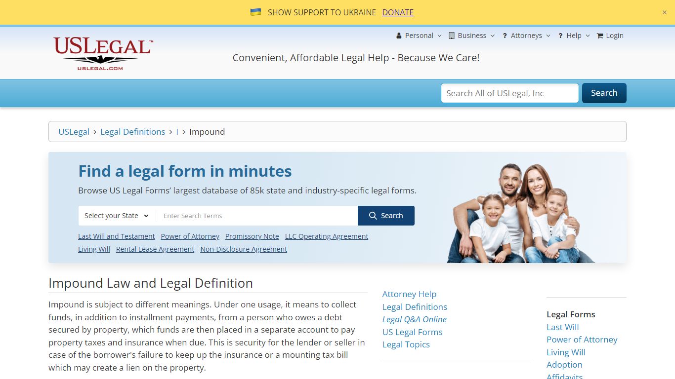 Impound Law and Legal Definition | USLegal, Inc.